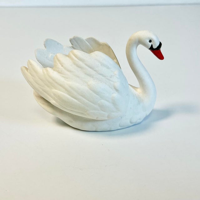 Alabaster 1970s Vintage Hollywood Regency Coastal German Goebel Porcelain Swan Petite Planter. For Sale - Image 8 of 13