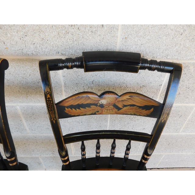 L Hitchcock Maple Stenciled Eagle Back Tavern Inn Chairs - Set of 4 For Sale - Image 9 of 17
