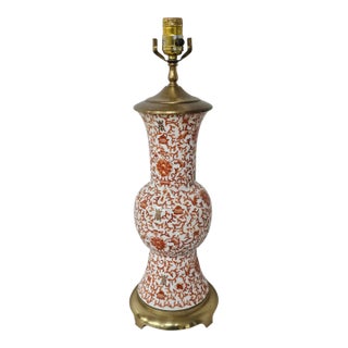 Mid 20th Century Chinese Porcelain Baluster-Form Vase Mounted as Lamp For Sale