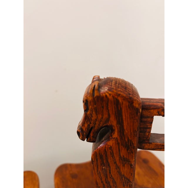 Wood 1940s Romweber Viking Oak Equestrian Horse Head Dining Side Chair Trio For Sale - Image 7 of 15