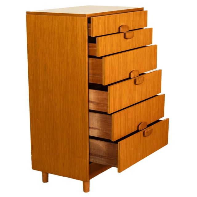 Mid Century Modern Danish Tall Boy Teak Chest of Drawers Six Drawer Dresser 1960 For Sale In Portland, OR - Image 6 of 13