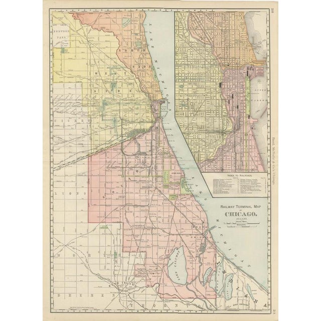 Antique Map of Chicago Railway Terminals The Windy City by Ran McNally, 1899 For Sale - Image 12 of 12