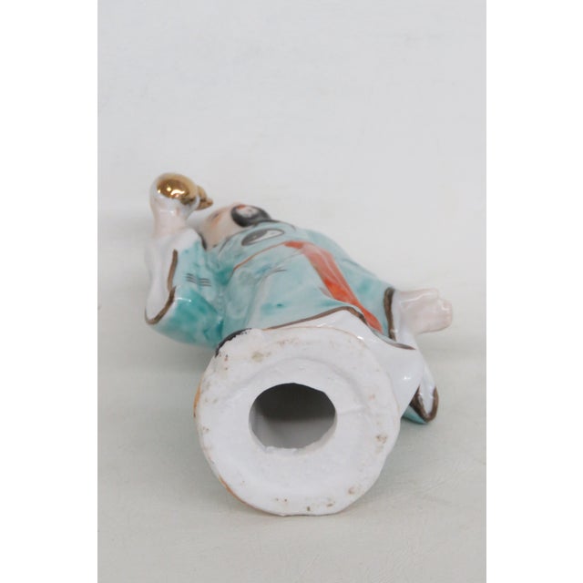 Ceramic Fu Xing Chinese Ceramic Figurine Hand Painted Blue Robes With Golden Gourd 5024b For Sale - Image 7 of 11