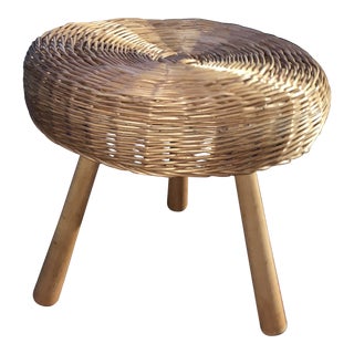 Vintage Woven Foot Stool by Tony Paul For Sale