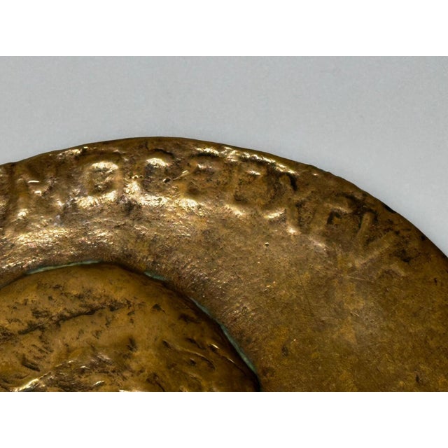 Rare 19th Century English Victorian Gilt Bronze Portrait Medallion Plaque, Charles Hopkins, 1895 For Sale - Image 11 of 17