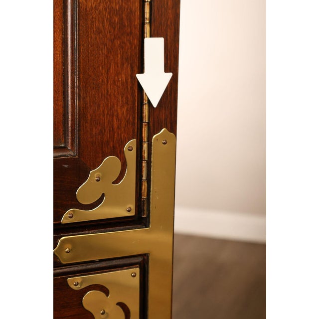 Wood Bernhardt Pair Of Asian Campaign Style Linen Cabinets For Sale - Image 7 of 18