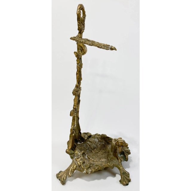 Antique French Cast Brass Hunting Motif Umbrella Stand or Fireplace Tool Stand For Sale - Image 4 of 7
