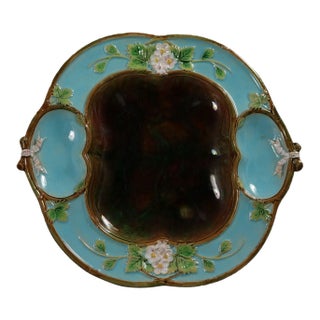 George Jones Majolica Strawberry Serving Dish For Sale
