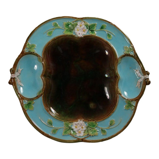 George Jones Majolica Strawberry Serving Dish For Sale