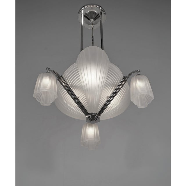 Atelier Petitot French Art Deco Chandelier by Petitot & Muller Freres 1930 France For Sale - Image 4 of 12
