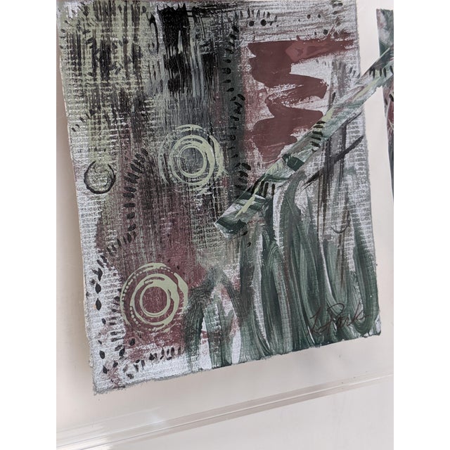 Original Contemporary Collage in Lucite Block Frame Signed For Sale - Image 10 of 12