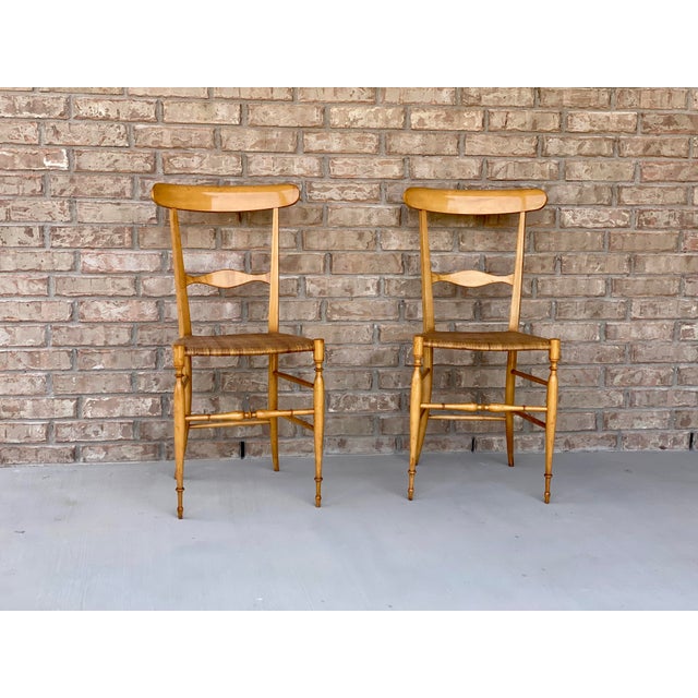 Pair of Italian C. 1950s-60s Mid Century Botti & Gandolfo Chiavari Chairs. Dimensions Height: 34 in Width: 17 in Depth: 15...