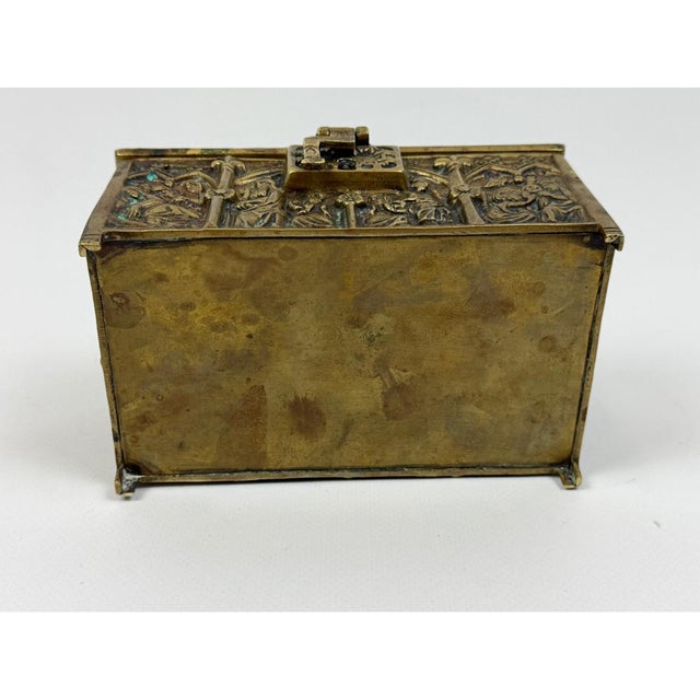 Antique Gothic Revival Bronze Jewelry Box with Religious Scenes, 1890s For Sale - Image 3 of 12