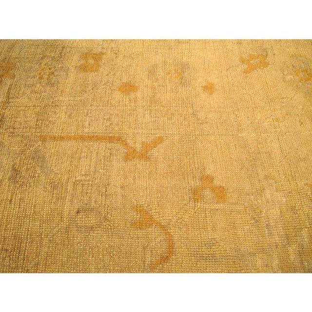 Gold Galerie Shabab Collection Gold Early 20th Century Handmade Turkish Oushak Large Square Room Size Carpet For Sale - Image 8 of 10