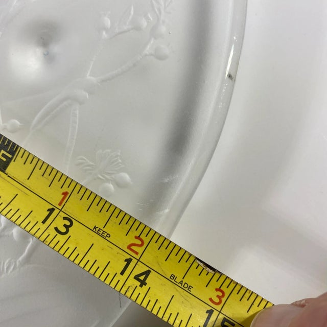 1970s 1970s American Glass Winter Scene Embossed Glass Serving Platter For Sale - Image 5 of 8