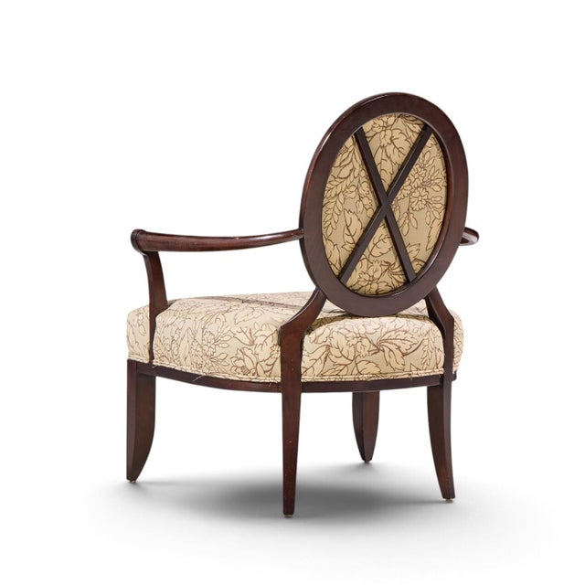 Brown Barbara Barry for Baker Furniture Mahogany Oval X Back Lounge Chairs - Pair For Sale - Image 8 of 12