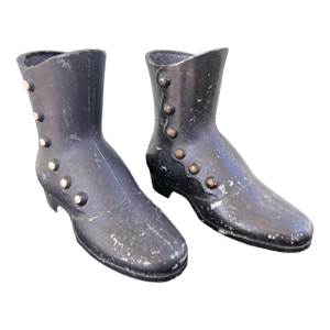 Antique Victorian Cast Iron Lady’s Button Boots – Decorative Miniature Pair
