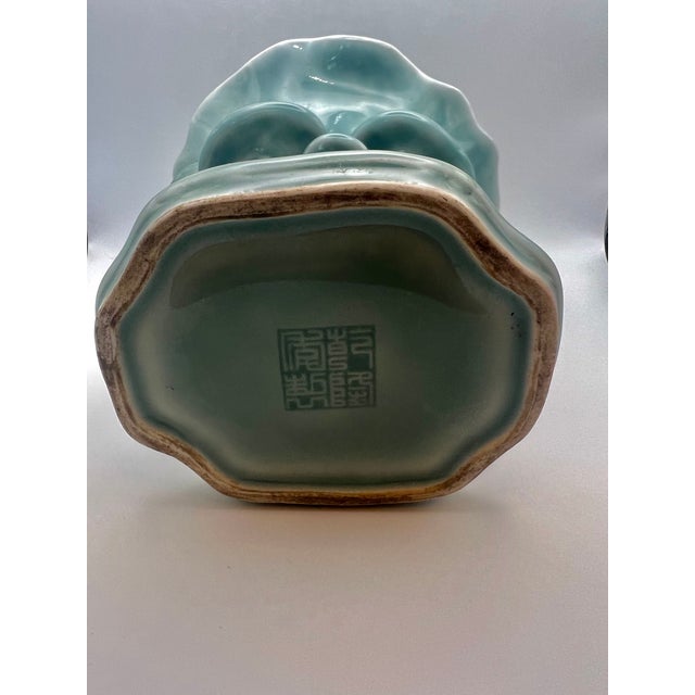 Mid 20th Century Chinese Vase Celadon Glazed Mushroom Group Bearing a Qianlong Four - Character Mark For Sale In San Francisco - Image 6 of 7