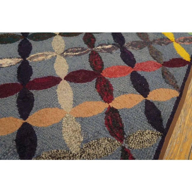 Slate Gray Considerable Slate Gray Color With Geometric Design Antique American Hooked Rug For Sale - Image 8 of 12