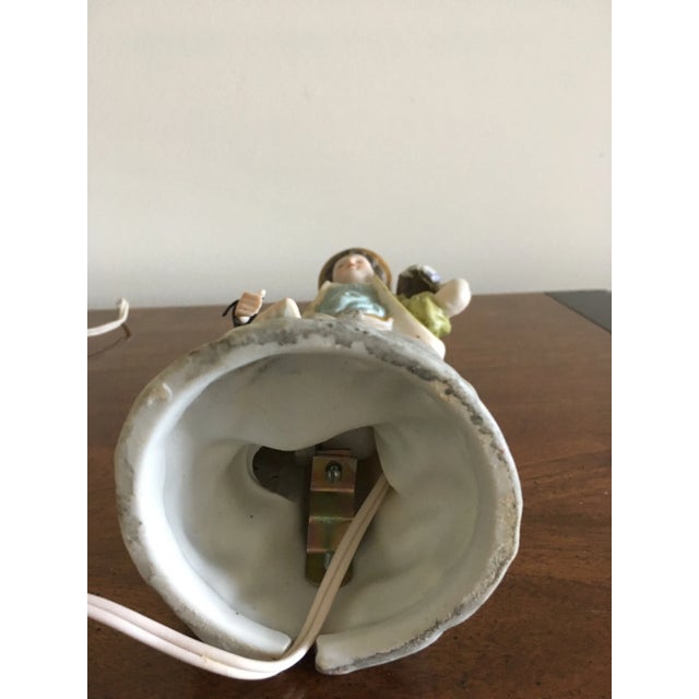 Vintage Boy Holding Light Lantern Figurine For Sale - Image 10 of 11