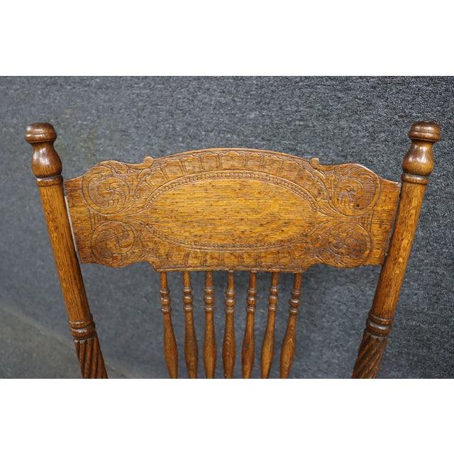 Set of 4 Larkin No. 1 Press Back Quarter Sawn Oak Side Chairs For Sale - Image 12 of 15