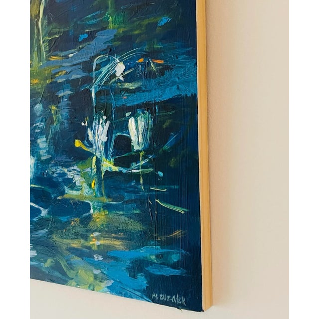 Mid-Century Modern "Under the Ringed Moon" Painted on Cradled Panel For Sale - Image 3 of 6