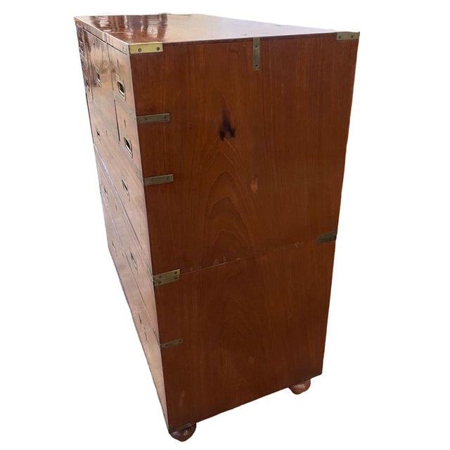 19th Century English Mahogany Campaign Secretary Chest For Sale - Image 5 of 15