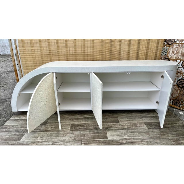 Postmodern Waterfall Faux Stone Sidebar Credenza in the Karl Springer's Style. Circa 1980s For Sale - Image 9 of 12