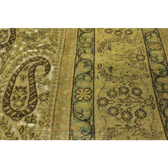1980s Retro Persian No Pile Green/Brown Wool Rug - 7'8'' X 9'9'' For Sale - Image 5 of 10