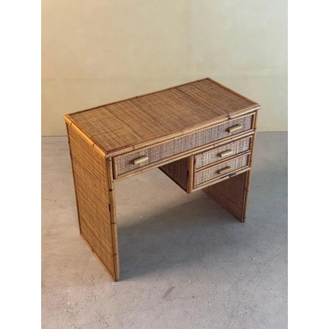 Brown Mid-Century Modern Bamboo and Rattan Desk, 1970s For Sale - Image 8 of 13