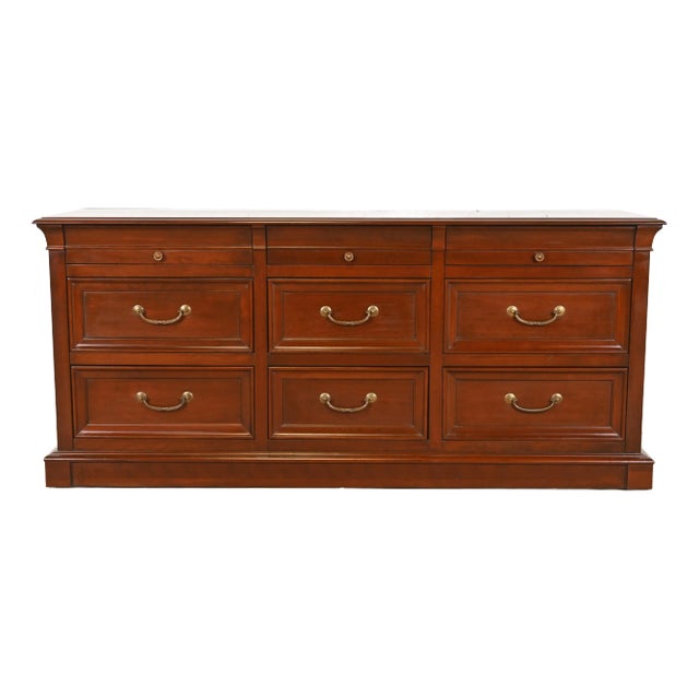 Ethan Allen French Louis Philippe Cherry Wood Nine-Drawer Dresser or Credenza For Sale