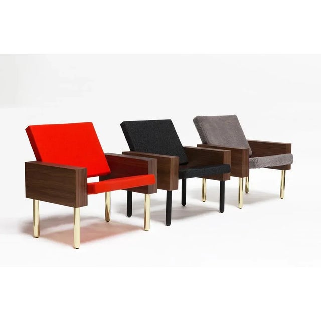 Set of 2 natural walnut "Block" armchair, Jonas Lutz Dimensions: 74.2 W x 68.7 D x 74.2 H cm. Materials: Natural walnut...