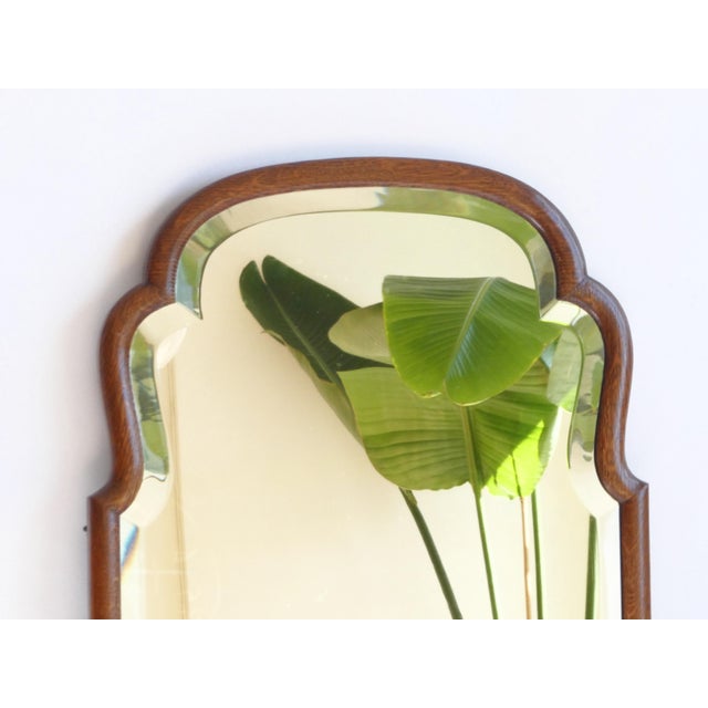 Antique Farmhouse Dutch Oak Scalloped Mirror For Sale - Image 6 of 12