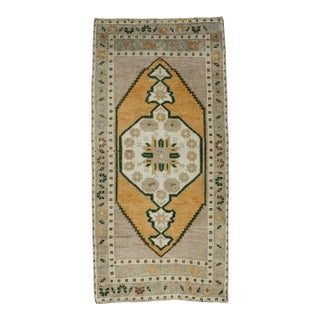 Turkish Mini Rug Oriental Hand Knotted Vintage Rug 1'10" x 3'8" #16269 For Sale