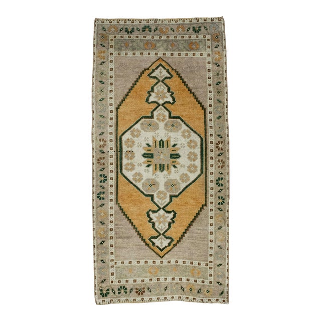 Turkish Mini Rug Oriental Hand Knotted Vintage Rug 1'10" x 3'8" #16269 For Sale