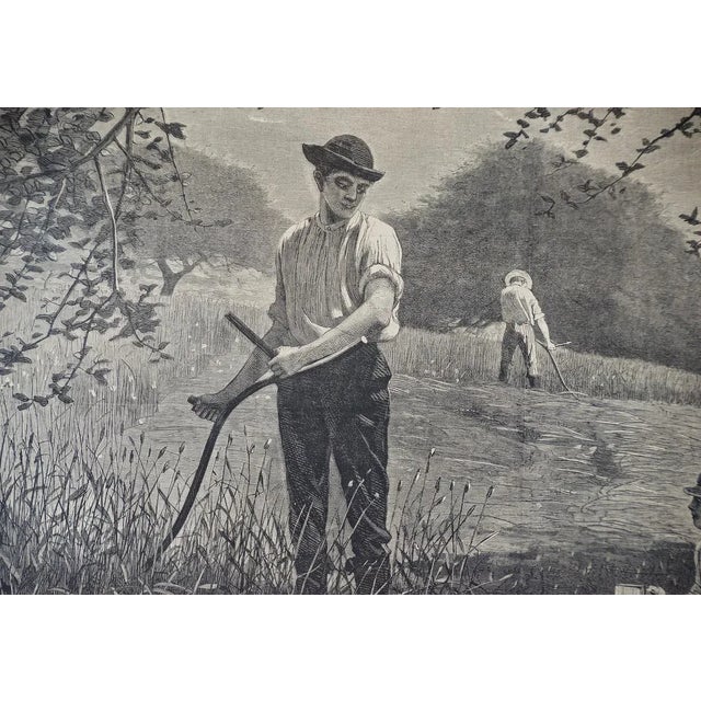 Traditional Winslow Homer "Making Hay": 19th Century Woodcut Engraving, 1872 For Sale - Image 3 of 5