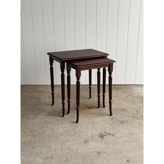 Wood Pair of Vintage Mahogany Nesting Tables For Sale - Image 7 of 17