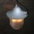 Vintage Industrial Grey Metal Holophane Glass Pendant Lamp For Sale - Image 4 of 7