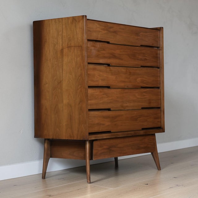 Hoke Wood Products Mid-Century Modern Walnut High Boy Dresser For Sale - Image 10 of 18
