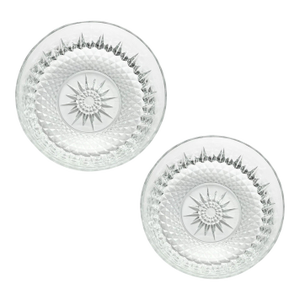 1980s Cristal D’Arque “Diamant” Pair of Round Glass Serving Bowls
