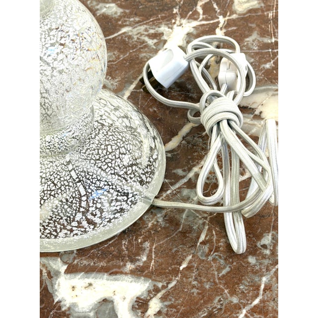 Pair of Barovier & Toso Murano Atmospheric Silver Leaf Glass Lamps, Late 20th C For Sale - Image 11 of 12