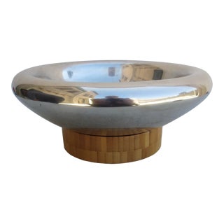 Vintage Nambe Silver and Bamboo Centerbowl For Sale