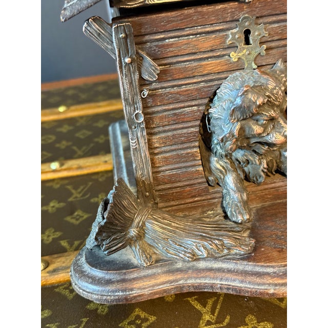 Antique Carved Wooden Cigar Humidor with Dog Decoration, 1890 For Sale - Image 11 of 18