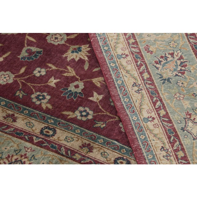 Burgundy Antique Bulgarian Rug, Tabriz Style Floral Medallion in Burgundy - Rug & Kilim For Sale - Image 8 of 8