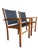 Contemporary Vintage Teak Sling Patio Lounge Chairs With Black Mesh – Robb & Stucky, A Pair For Sale - Image 3 of 14