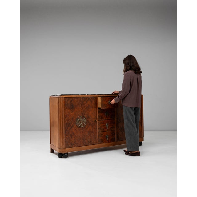 1920s 1920s Art Deco Wooden Sideboard with Marble Top For Sale - Image 5 of 18