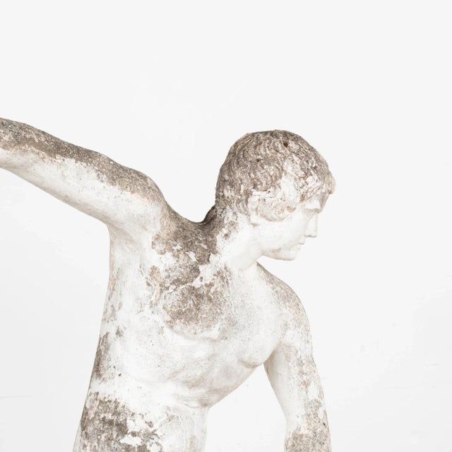 Early 20th Century Vintage Garden Limestone Sculpture of Discus Thrower, Denmark Circa 1910 For Sale - Image 5 of 11