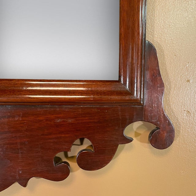 1990s Mahogany Mirror With Carved Top For Sale - Image 6 of 7