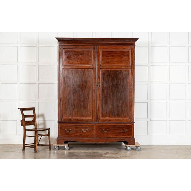 Large English Inlaid Mahogany Double Wardrobe, 1890 For Sale - Image 4 of 18