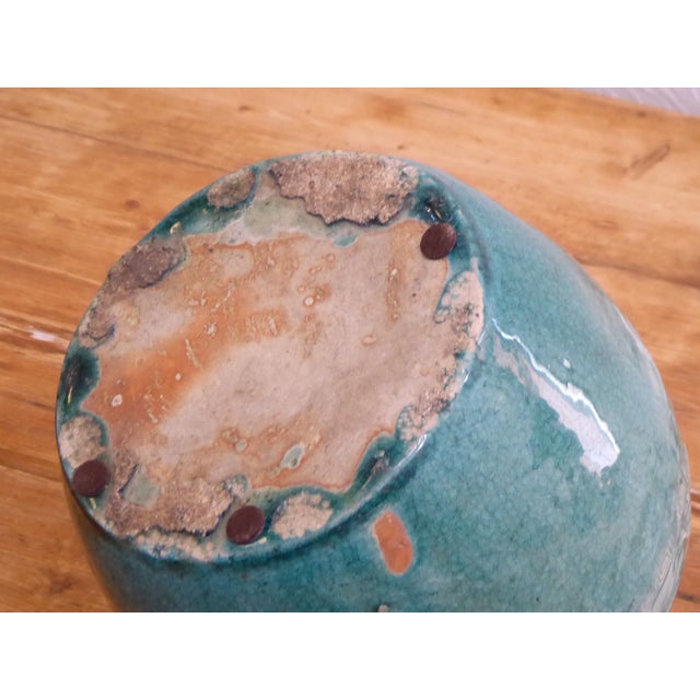 Chinese Antique Chinese Turquoise Ceramic Wine Vessel For Sale - Image 3 of 4